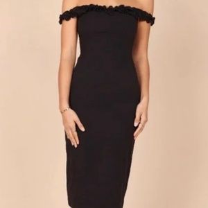 NWT Petal and Pup black midi dress with ruffle sleeves size 6